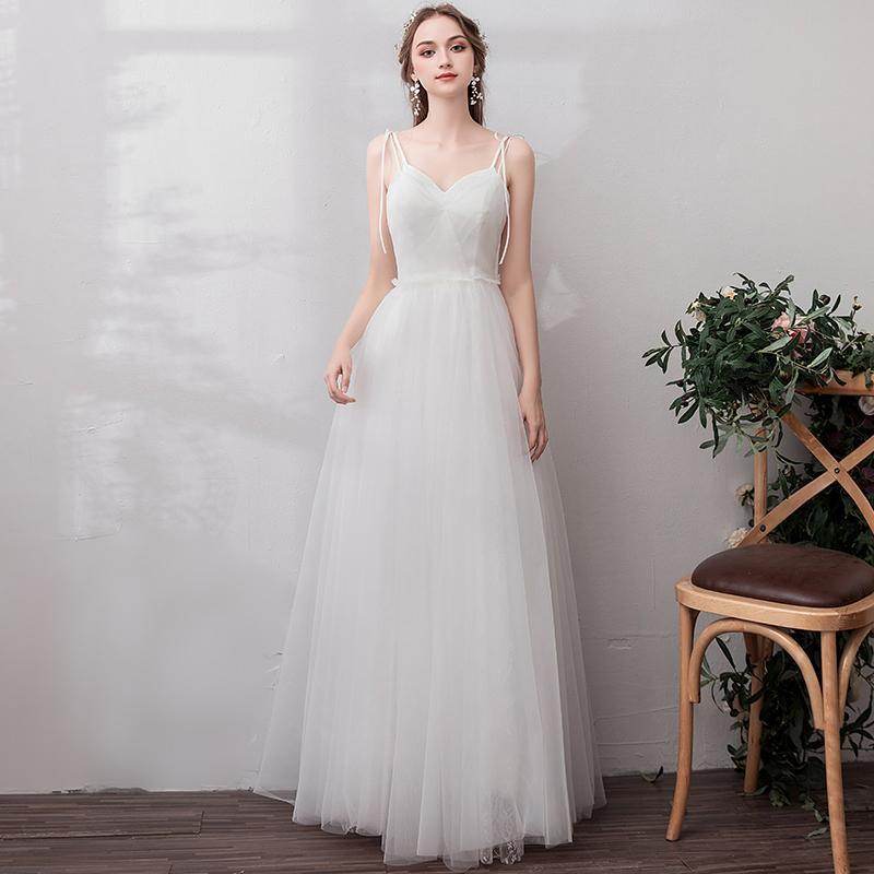 A-Line Floor Length Tulle Wedding Dress 725272414681 - COCOMELODY